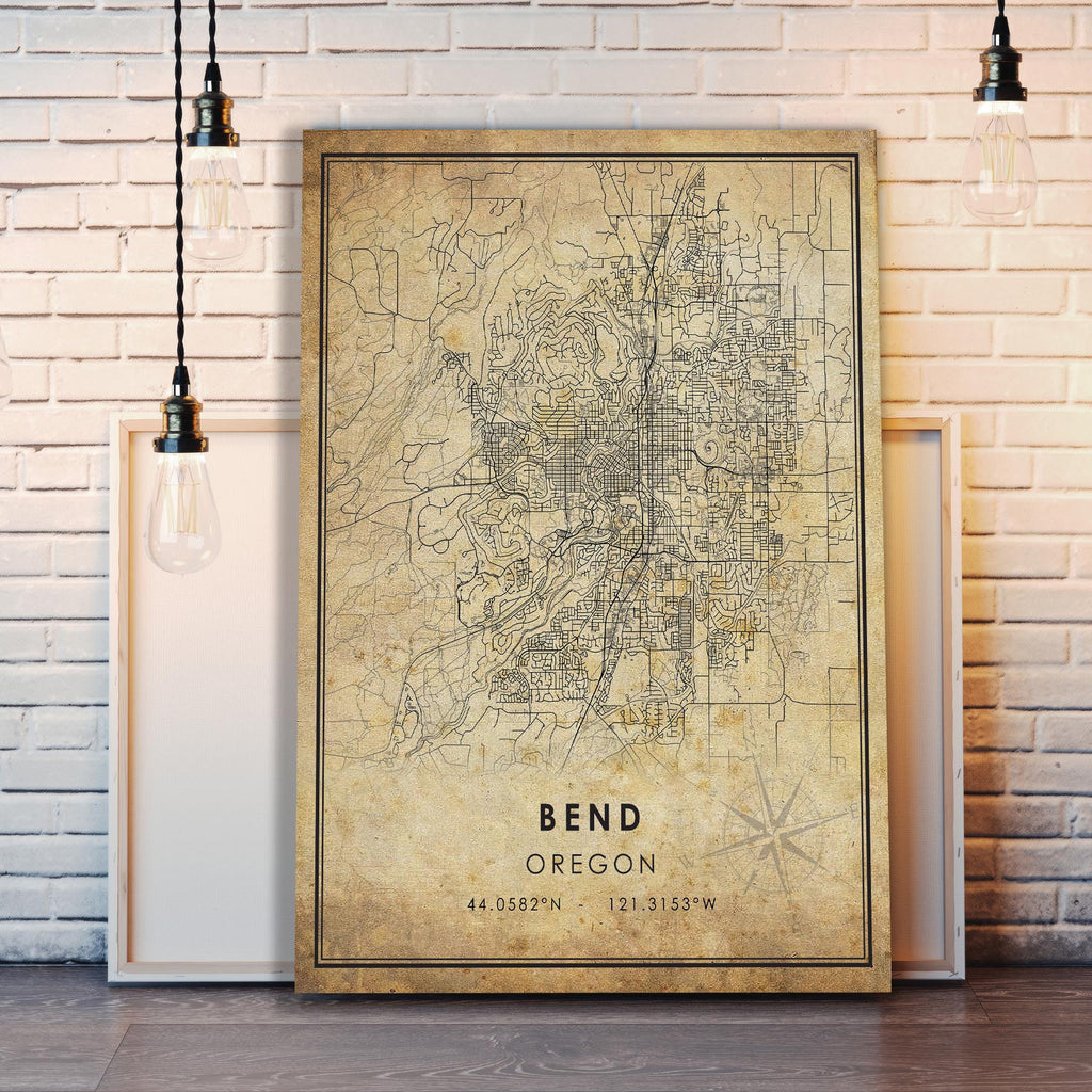 Bend, Oregon Vintage Style Map Print 