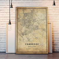 
              Cambridge, England Vintage Style Map Print 
            