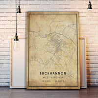 
              Buckhannon. West Virginia Vintage Style Map Print 
            