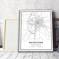 
              Watertown, Wisconsin Modern Map Print 
            