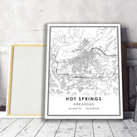 
              Hot Springs, Arkansas Modern Map Print 
            