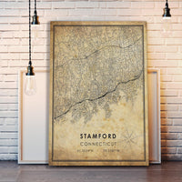 
              Stamford, Connecticut Vintage Style Map Print
            