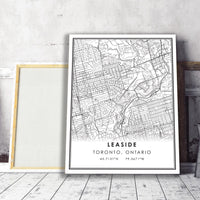 Leaside, Toronto, Ontario Modern Style Map Print 
