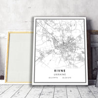 
              Rivne, Ukraine Modern Style Map Print 
            