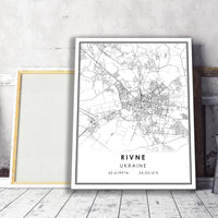 Rivne, Ukraine Modern Style Map Print 