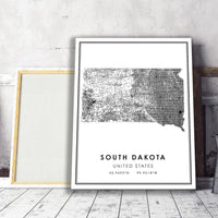 
              South Dakota, United States Modern Style Map Print
            