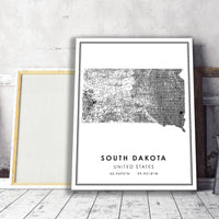 South Dakota, United States Modern Style Map Print