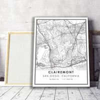 
              Clairemont, San Diego , California Modern Map Print 
            