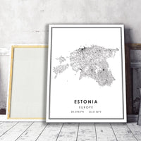 Estonia, Europe Modern Style Map Print 