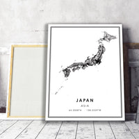 
              Japan, Asia Modern Style Map Print 
            