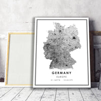
              Germany, Europe Modern Style Map Print 
            
