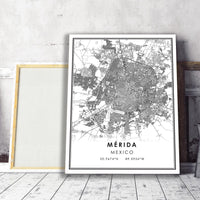 Merida, Mexico Modern Style Map Print 