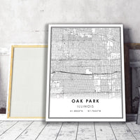 
              Oak Park, Illinois Modern Map Print 
            