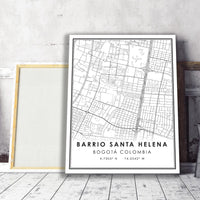 
              Barrio Santa Helena, Bogota, Colombia Modern Style Map Print 
            