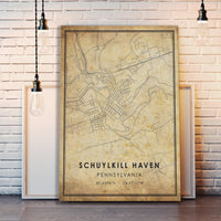 
              Schuylkill Haven, Pennsylvania Vintage Style Map Print 
            