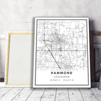 Hammond, Louisiana Modern Map Print 
