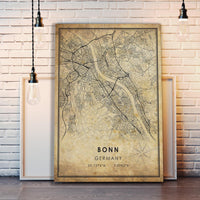 Bonn, Germany Vintage Style Map Print 