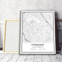 Piedmont, California Modern Map Print 