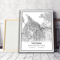 Tacoma, Washington State Modern Map Print 