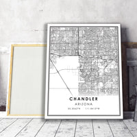 Chandler, Arizona Modern Map Print 