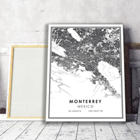 
              Monterrey, Mexico Modern Style Map Print
            