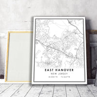 East Hanover, New Jersey Modern Map Print 