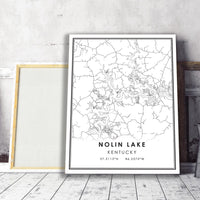 Nolin Lake, Kentucky Modern Map Print 