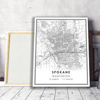 
              Spokane, Washington Modern Map Print 
            