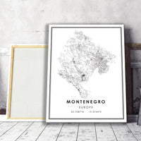 
              Montenegro, Europe Modern Style Map Print 
            