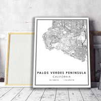 
              Palos Verdes Peninsula Modern Map Print 
            
