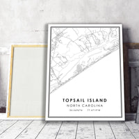 
              Topsail Island, North Carolina Modern Map Print 
            