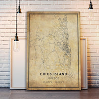 
              Chios, Greece Vintage Style Map Print
            