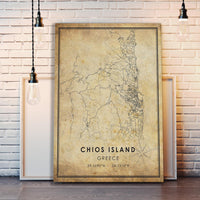 Chios, Greece Vintage Style Map Print