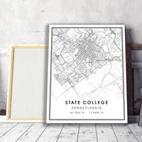 State College, Pennsylvania Modern Map Print 