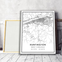 Huntington, West Virginia Modern Map Print 
