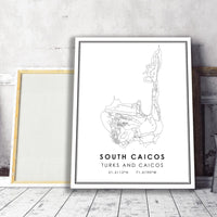 South Caicos, Turks and Caicos Modern Style Map Print 
