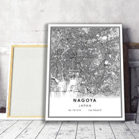 Nagoya, Japan Modern Style Map Print 