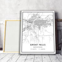 Great Falls, Montana Modern Map Print 