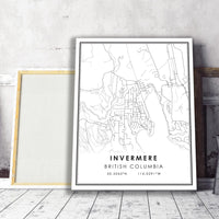 
              Invermere, British Columbia Modern Style Map Print 
            