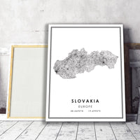 Slovakia, Europe Modern Style Map Print 
