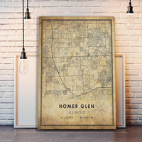 
              Homer Glen Illinois Vintage Style Map Print 
            