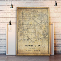 Homer Glen Illinois Vintage Style Map Print 