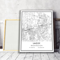 
              Lacey, Washington Modern Map Print
            