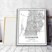 Clearwater, Florida Modern Map Print 