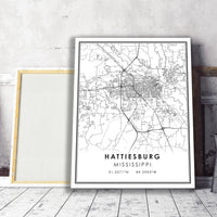 
              Hattiesburg, Mississippi Modern Map Print 
            