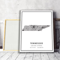 Tennessee, United States Modern Style Map Print