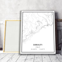 
              Amalfi, Italy Modern Style Map Print 
            
