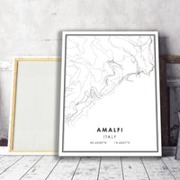 Amalfi, Italy Modern Style Map Print 