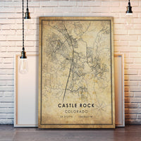
              Castle Rock, Colorado Vintage Style Map Print 
            