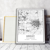 
              Greeley, Colorado Modern Map Print 
            